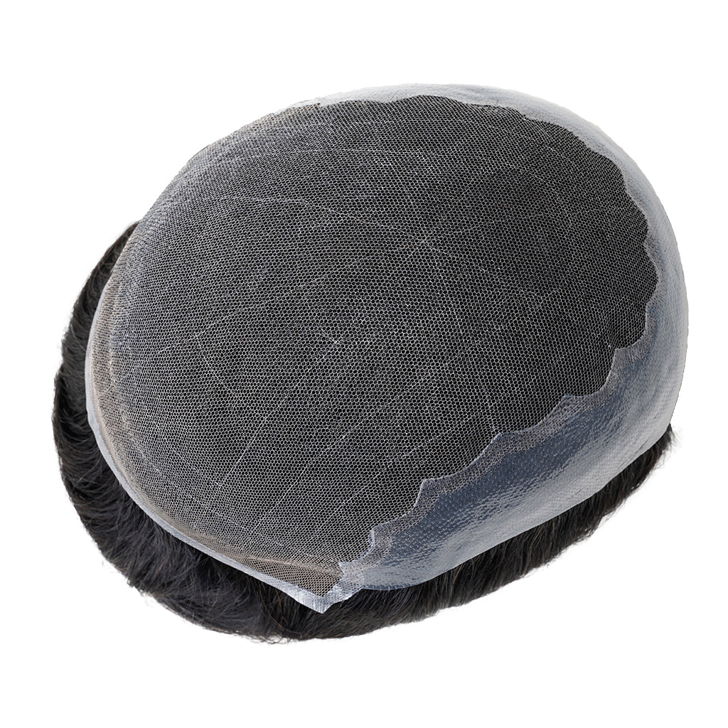 Swiss lace hair piece - top view showing base