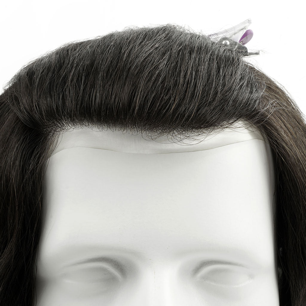 Hair piece on a figurine showcasing breathable base