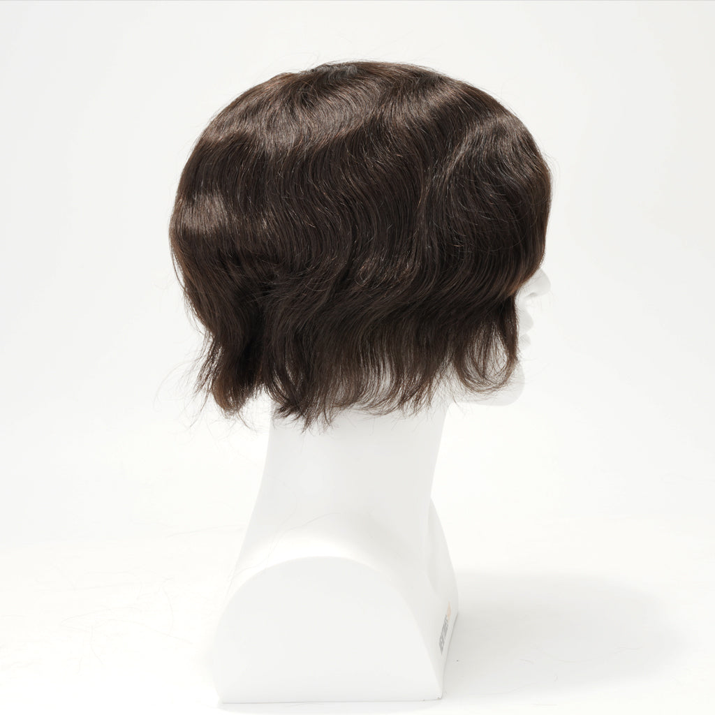 Swiss lace men’s hair piece on a figurine