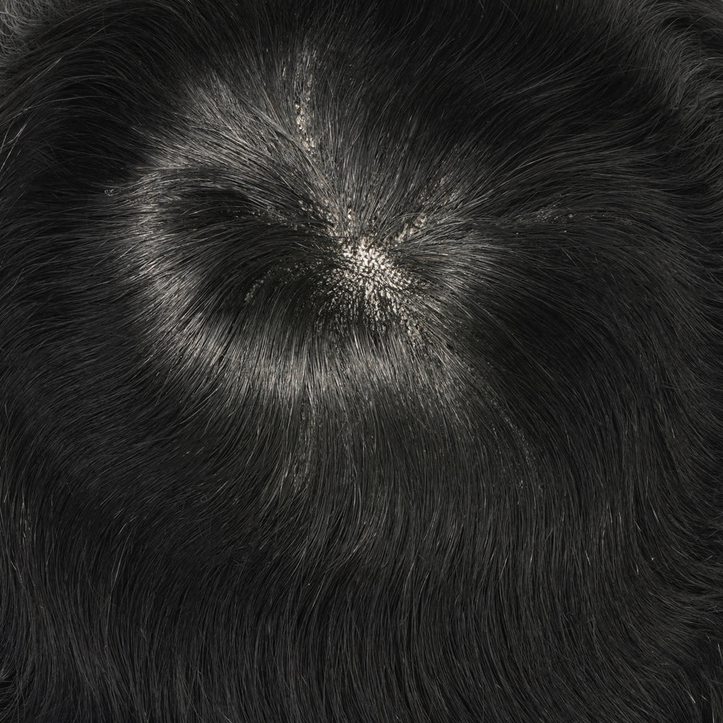 Full Swiss lace hair system showing - realistic appearance