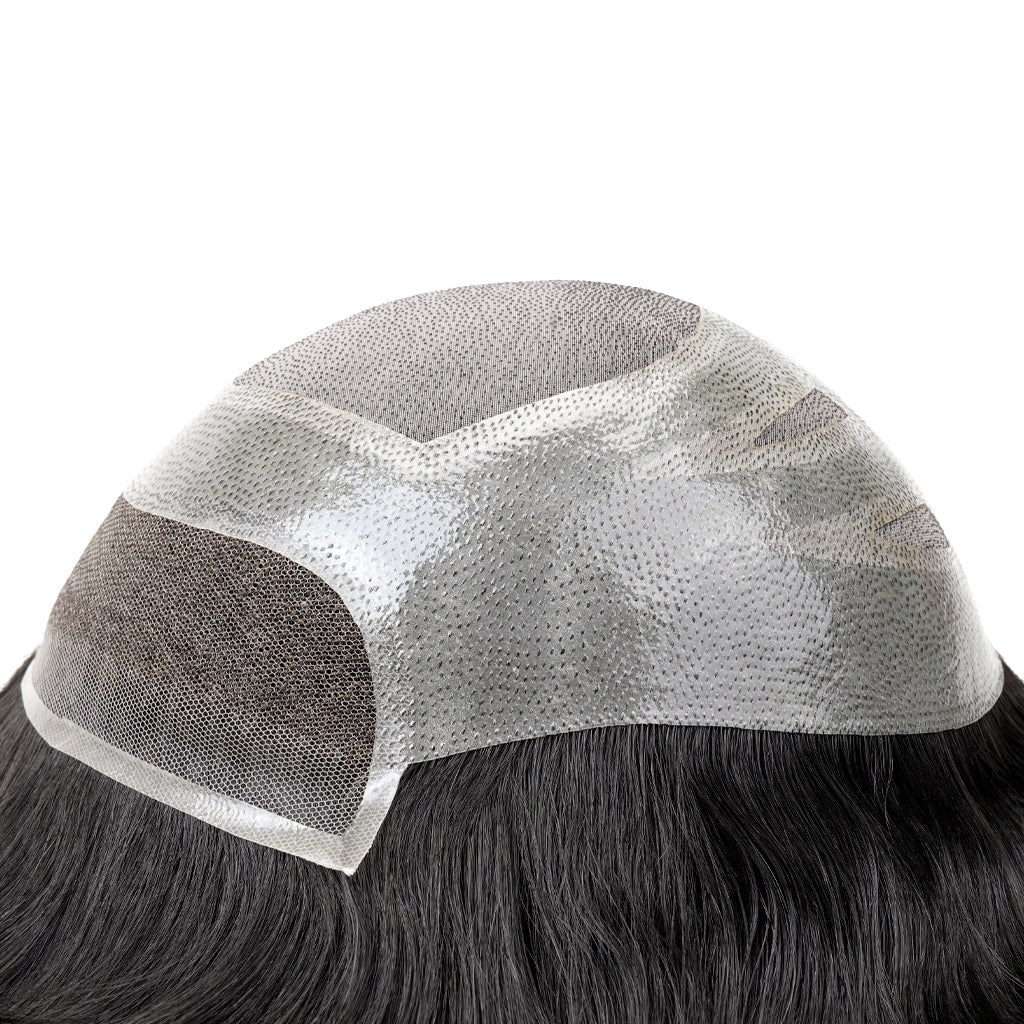 Fine mono hairpiece - side view