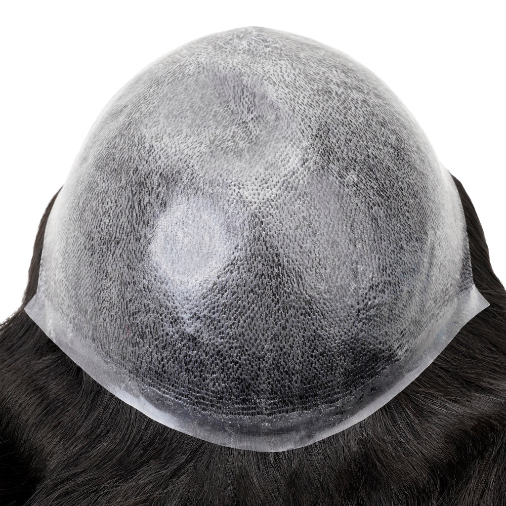 Thin skin hair piece for men - top view