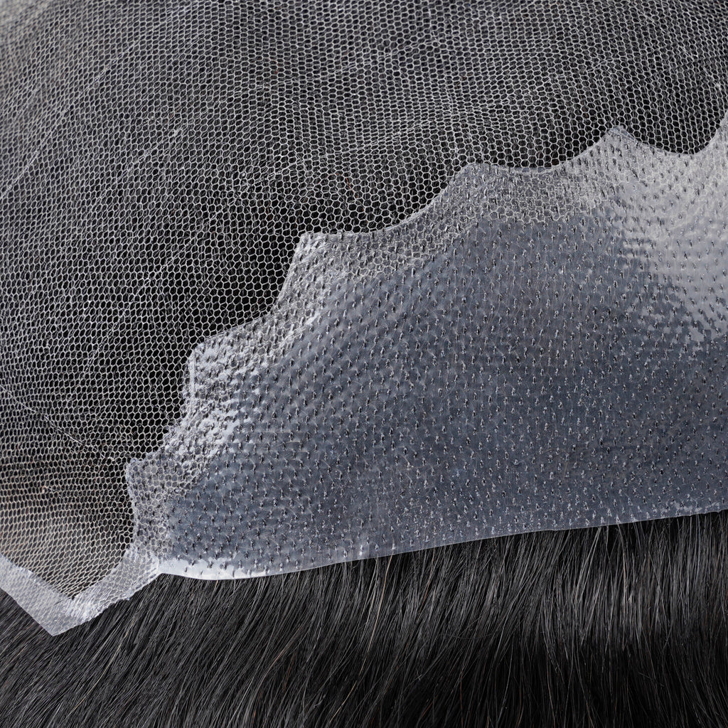 Swiss lace hair piece with PU sides and back