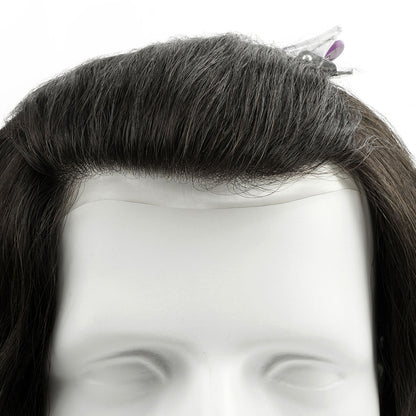 Hair piece on a figurine showcasing breathable base