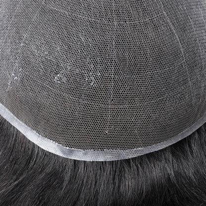 Close-up view of Swiss Lace hair system&