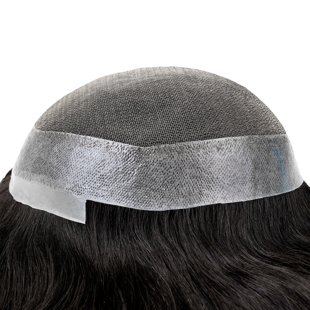 lace hair system - side view showing hair looking natural