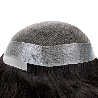 lace hair system - side view showing hair looking natural