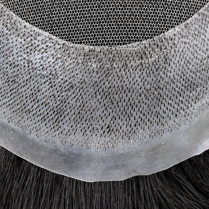 Close-up view of hair system&