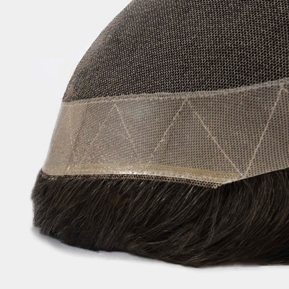 close-up view of lace toupee