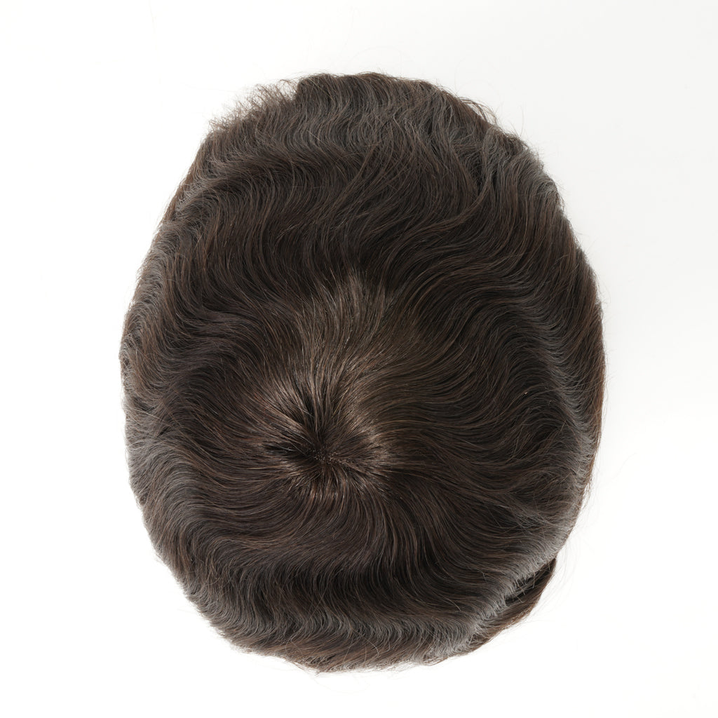 Swiss lace hair system top view showing hairline