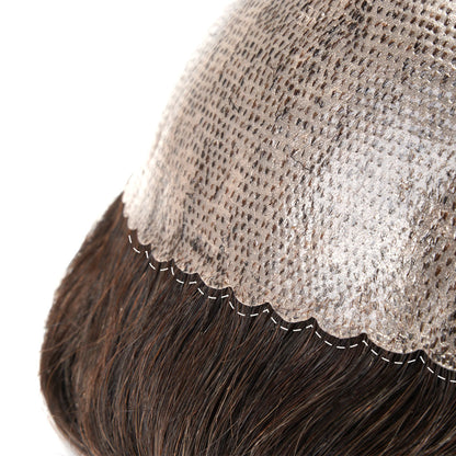 close-up view of mens thin skin hair system