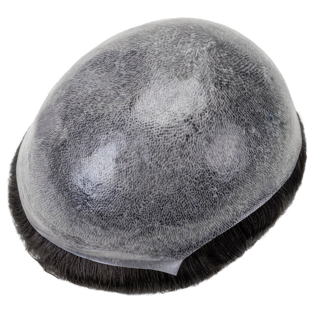 Injected PU thin skin hair system - top view showing base