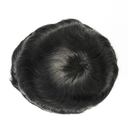 top view of hair system showing natural-looking hair